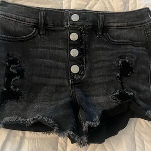 Abercrombie Stylish Black Distressed Girls Shorts